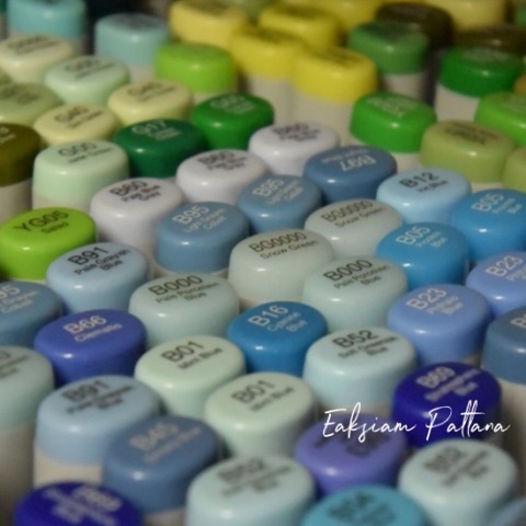 ปากกาสีหลายชนิด